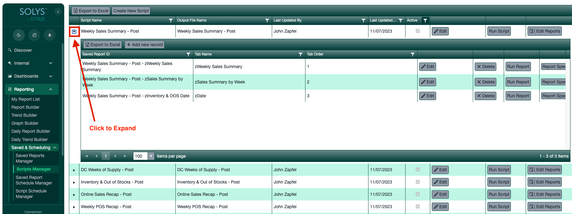 Adding reports to a canned script screenshot 1