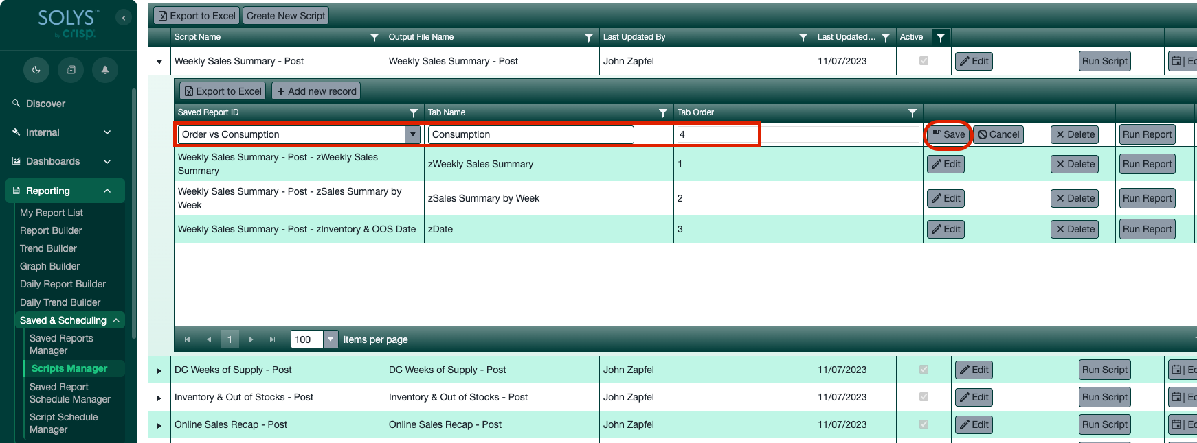Adding reports to a canned script screenshot 3