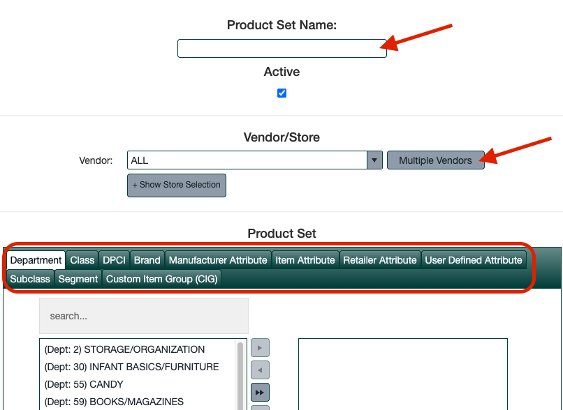 Creating and editing product sets screenshot 2
