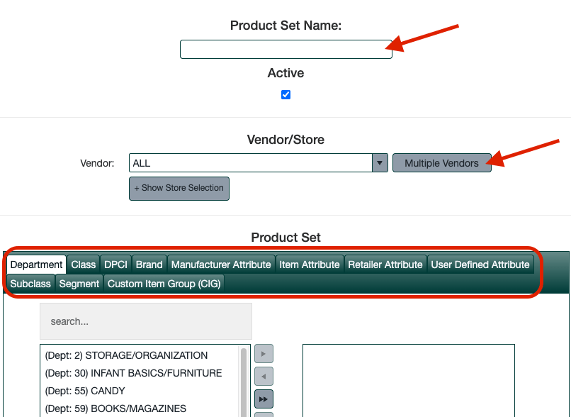Creating and editing product sets screenshot 2