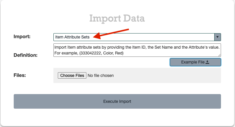 Importing item attributes screenshot 2