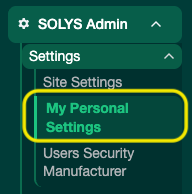 My personal settings screenshot 1