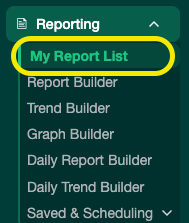 My reports list screenshot 1