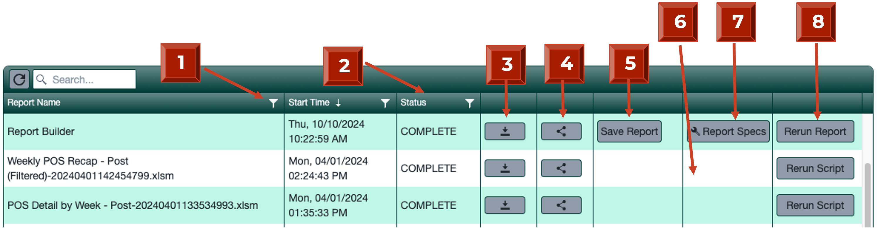 My reports list screenshot 2