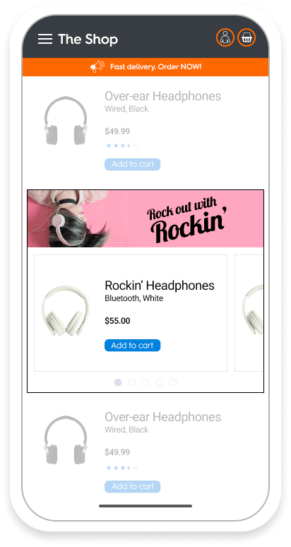Example of the Branded Header Ad format (for mobile)
