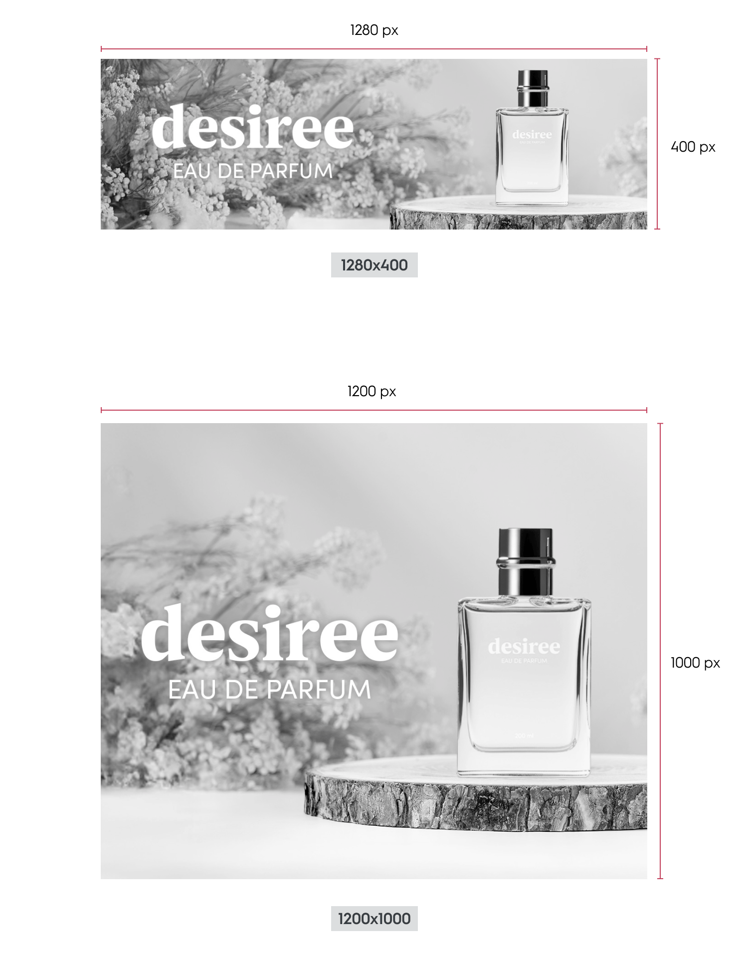 Dimensions for the Branding Display Spotlight Solo format (mobile horizontal & vertical)