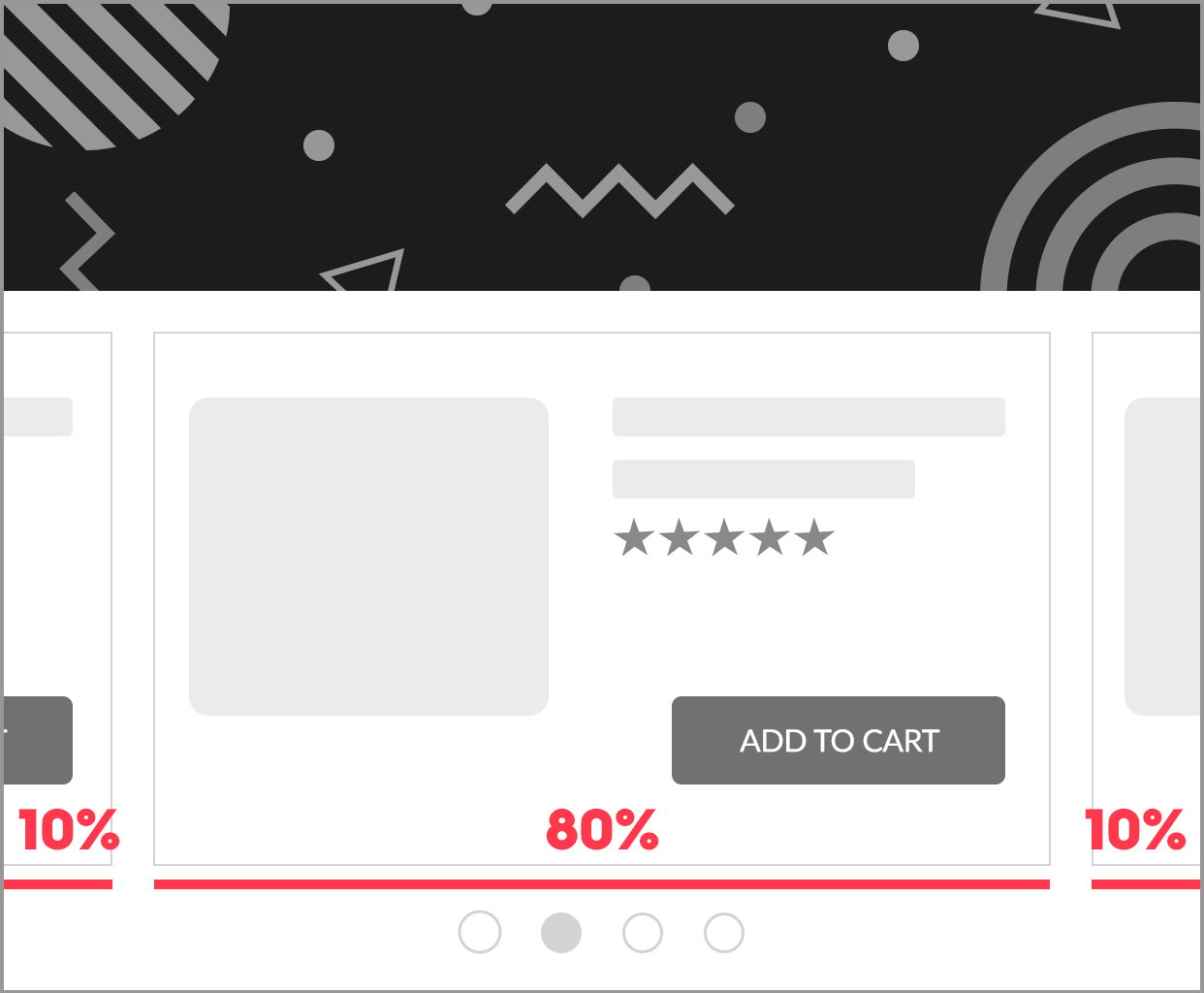 For the other products, 80% of the main product is in view
and 10% of the products on each side are in view.