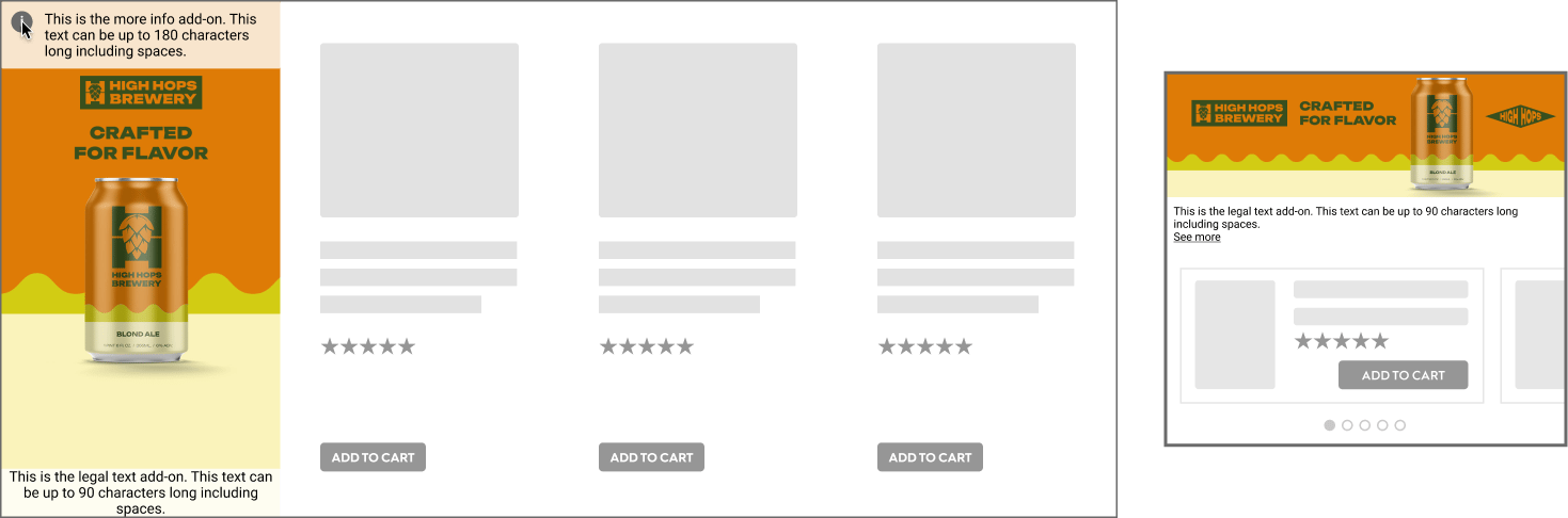 Light mode examples for the Commerce Display Grid Shelf (desktop)