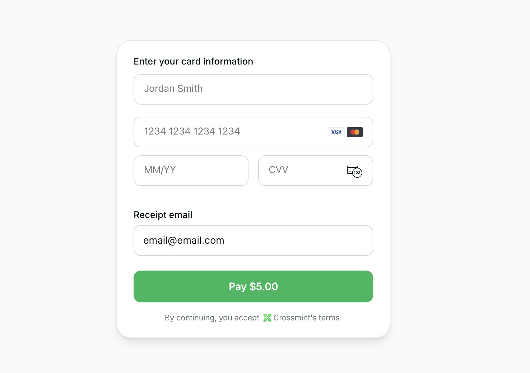 Crossmint Onramp Embedded Checkout Demo