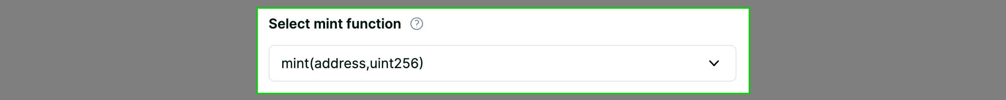 Contract mint function section screenshot