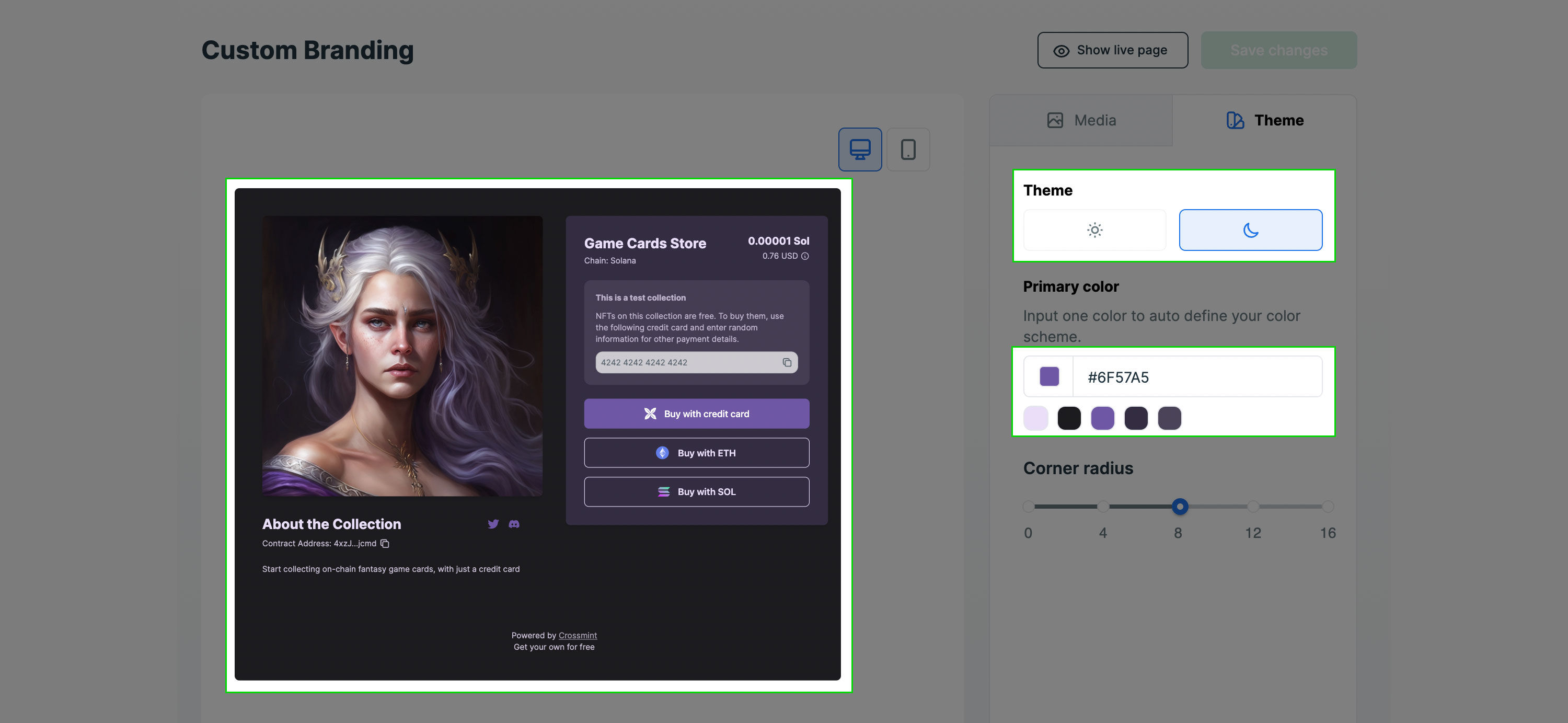 Screenshot showing how to customize the branding of a claims page