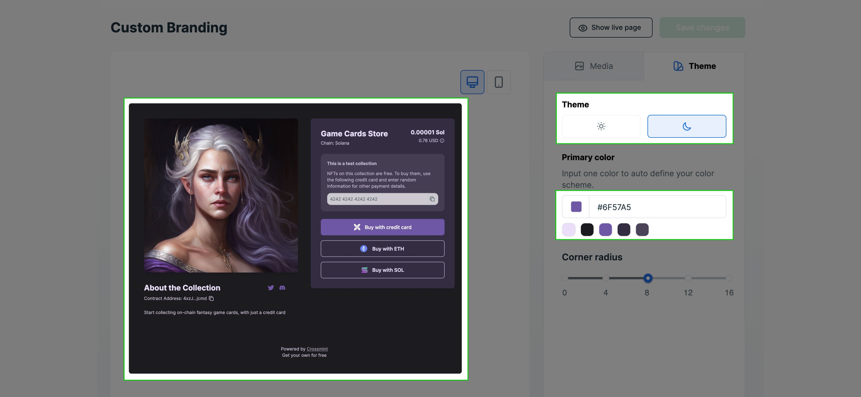 Screenshot showing how to customize the branding of a claims page