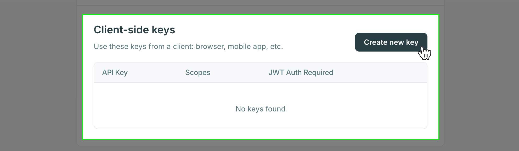 create client-side API key in Crossmint developer console
