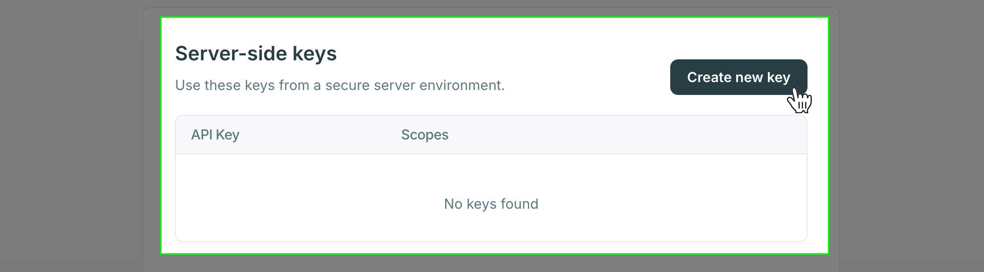 create server-side API key in Crossmint developer console