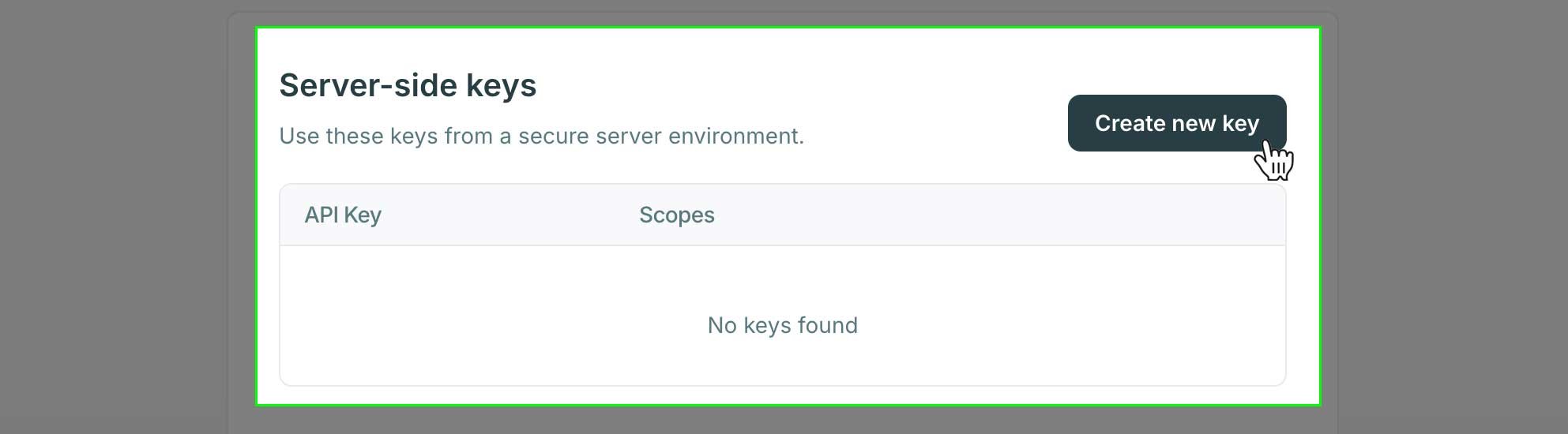 create server-side API key in Crossmint developer console