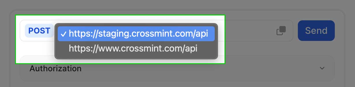 Set environment URL screenshot