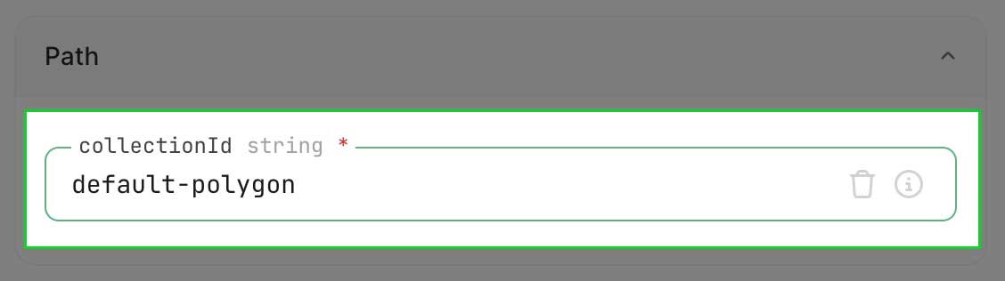 Enter collectionId screenshot with light theme