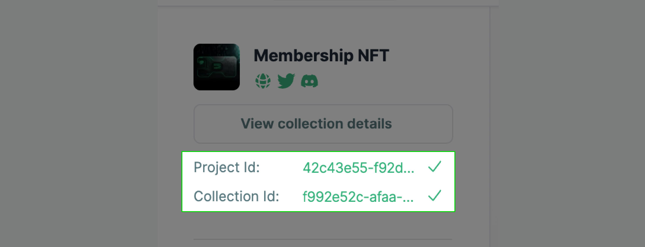 Get projectId and collectionId values screenshot