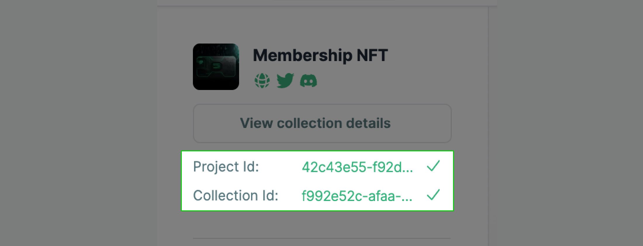 Get projectId and collectionId values screenshot