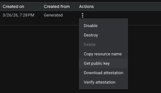 Download the public key