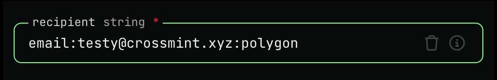 Set recipient screenshot with dark theme