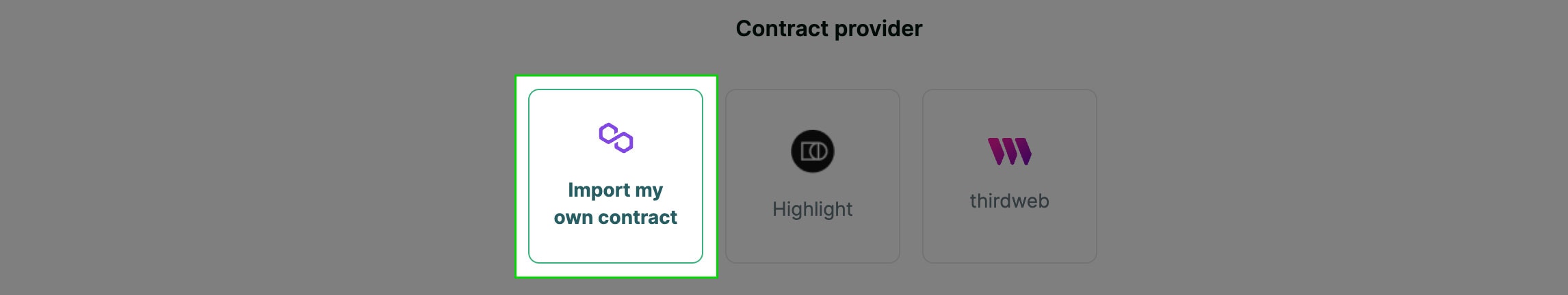Select contract provider screenshot