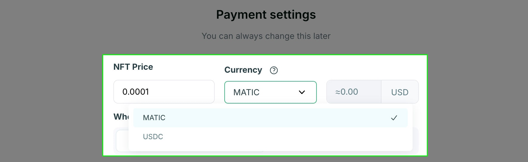 Crossmint collection nft-price configuration
