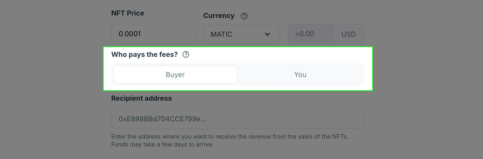 Crossmint collection fee sponsorship configuration