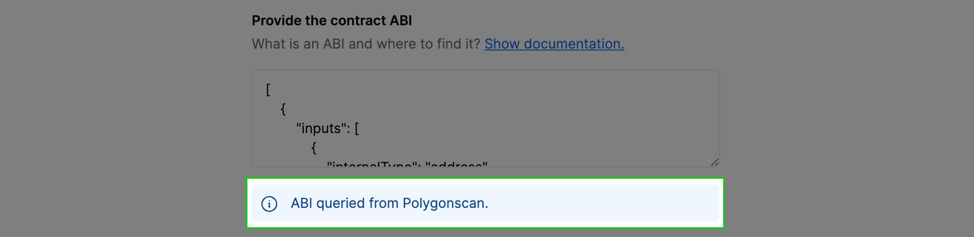 Contract ABI section screenshot