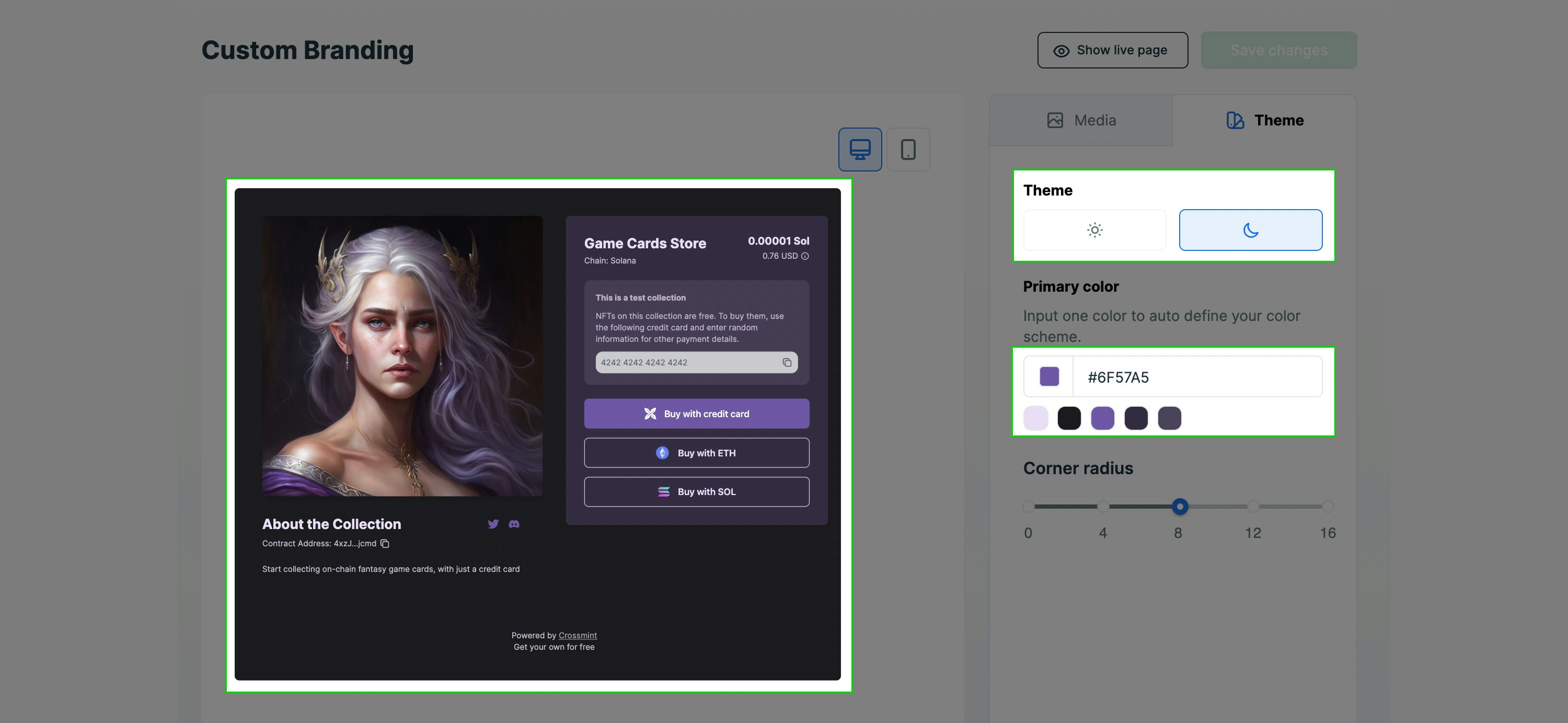 Screenshot showing how to customize the branding of a claims page