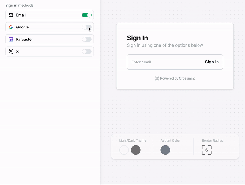 GIF of user login flow