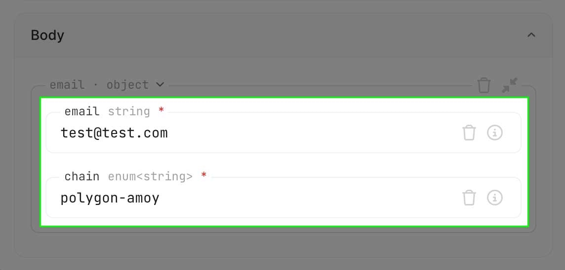 Set body params screenshot with light theme
