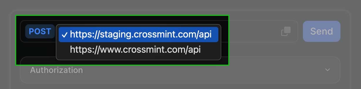 Set environment URL screenshot