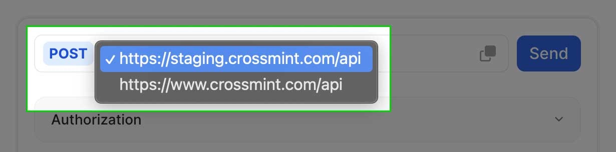 Set environment URL screenshot