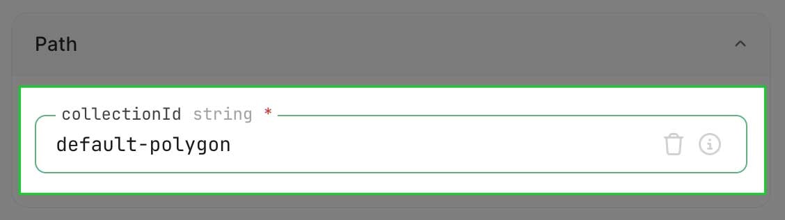 Enter collectionId screenshot with light theme