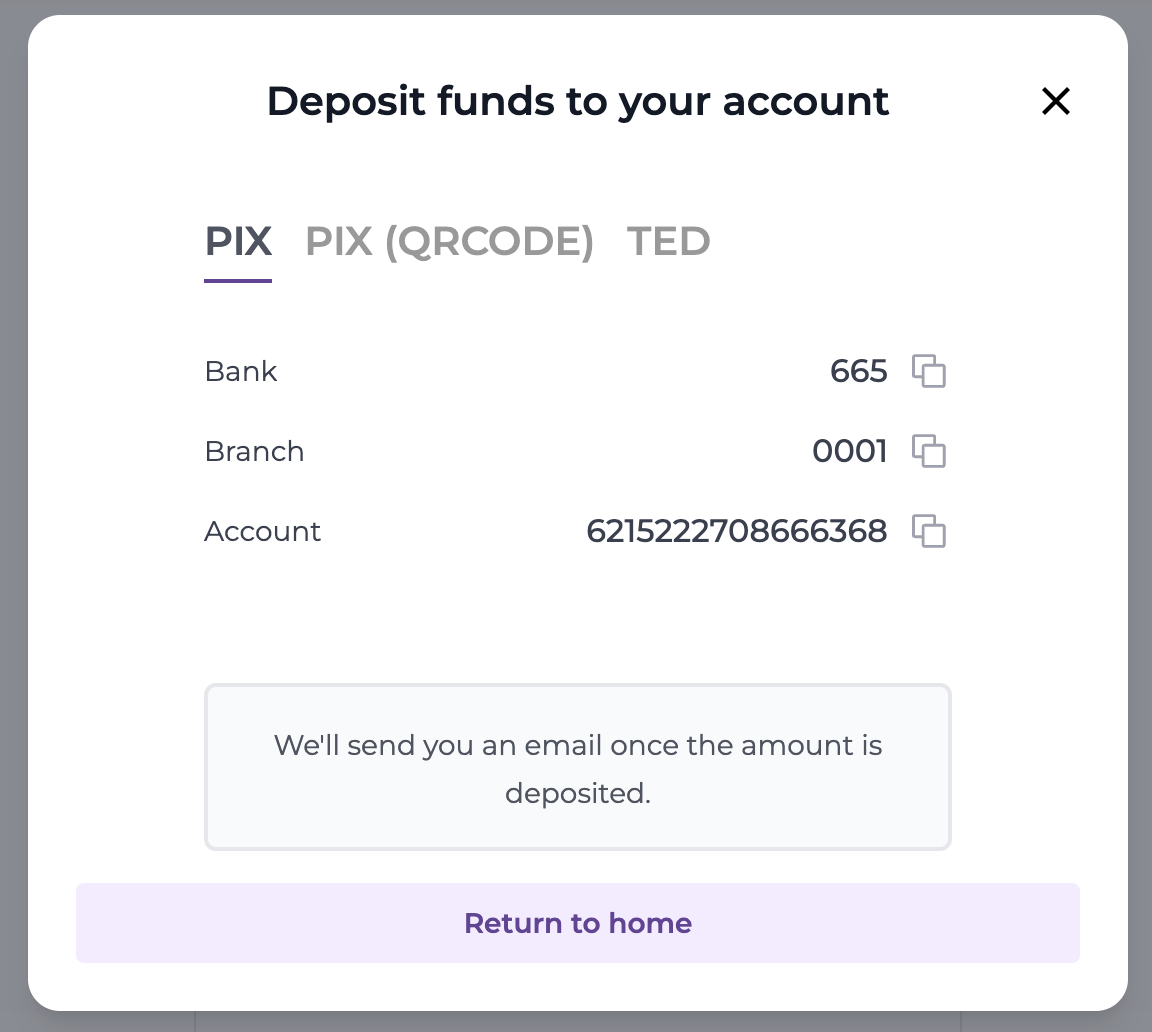 PIX Deposit Information