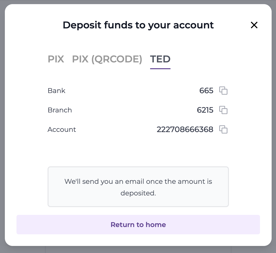 TED Deposit Information