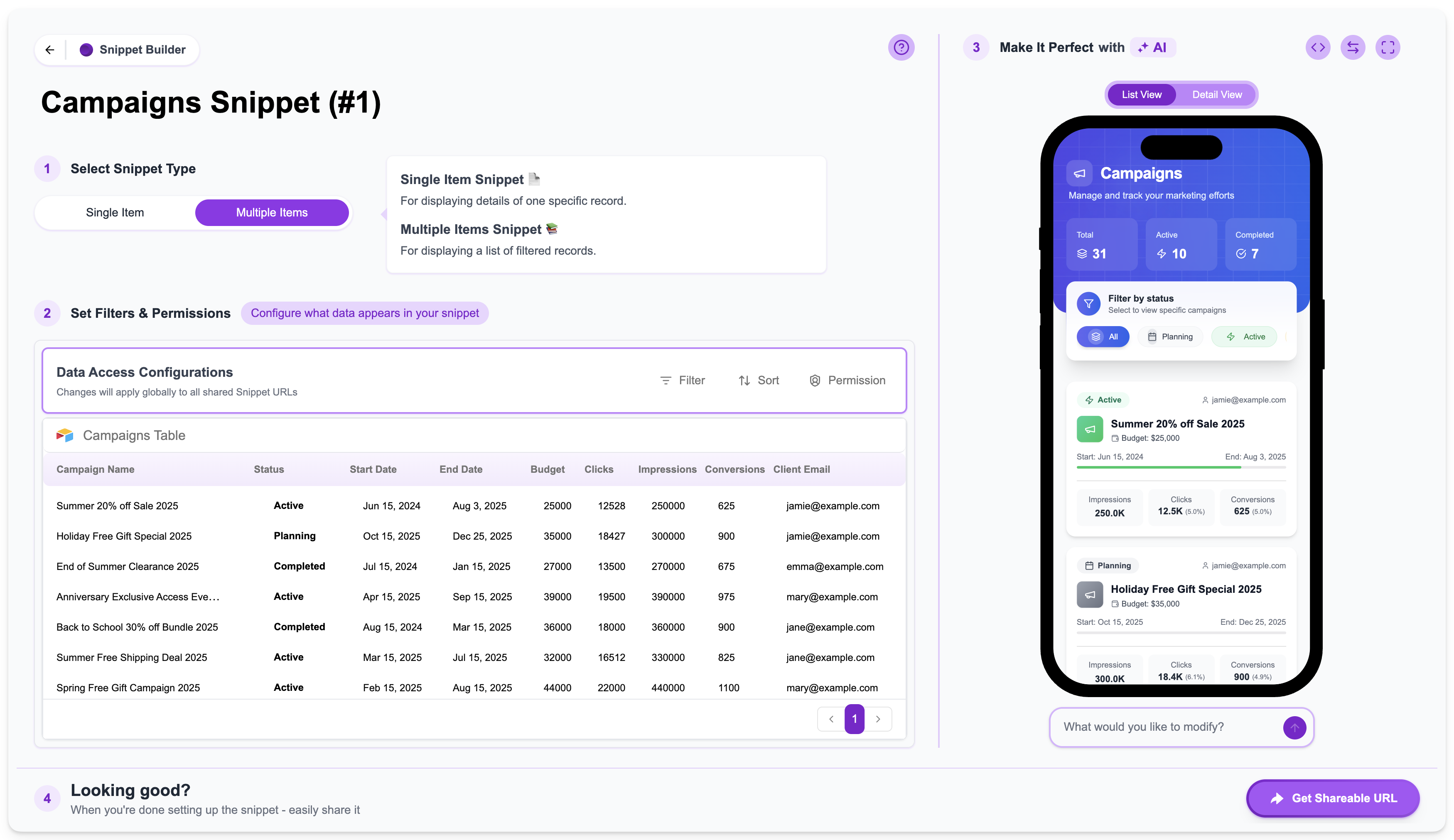 Interface Multi Snippet Pn