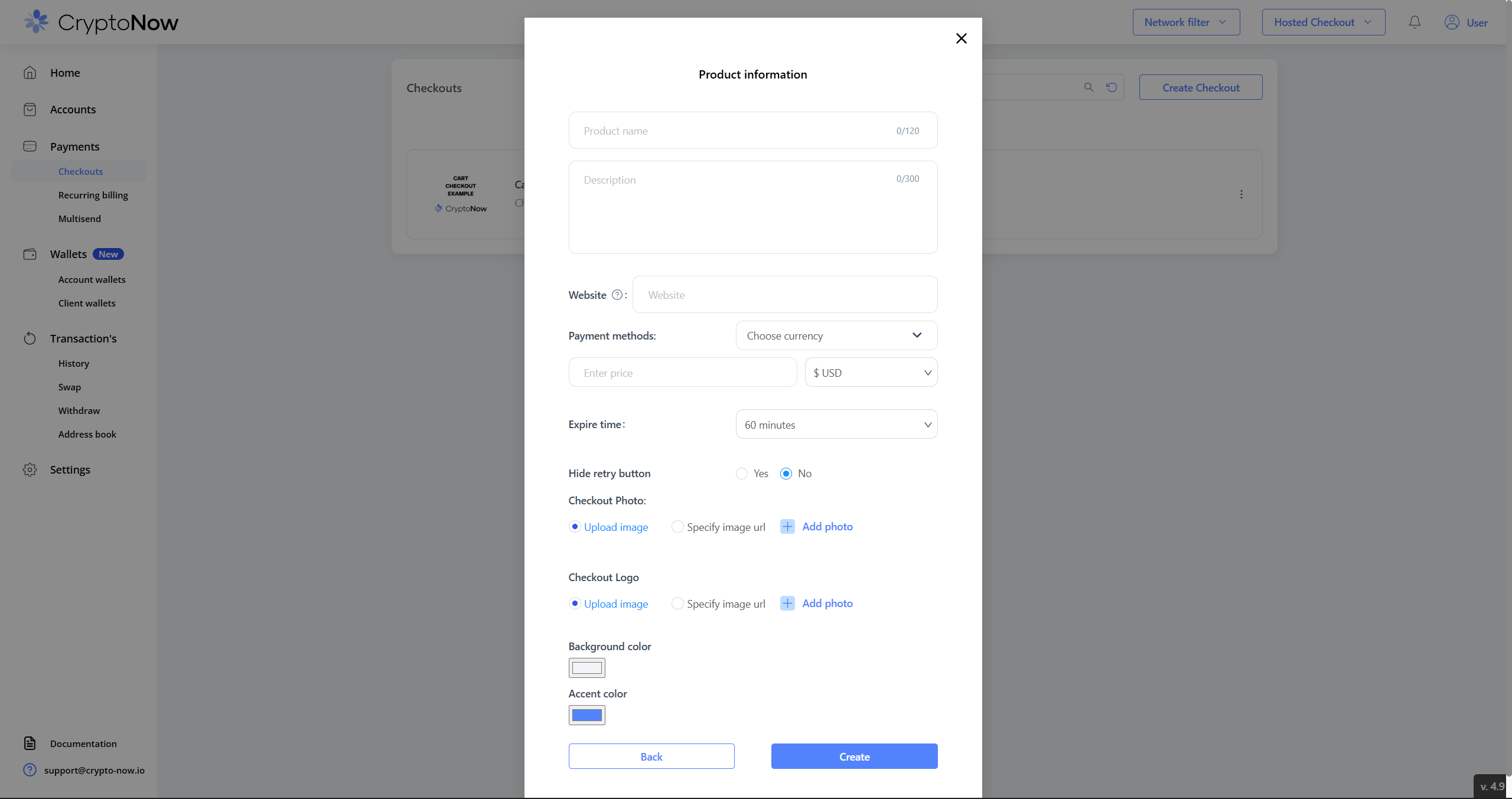 Blank Sell a product checkout form