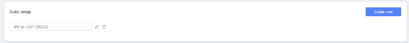 Saved auto swap rule listed with edit and delete icons