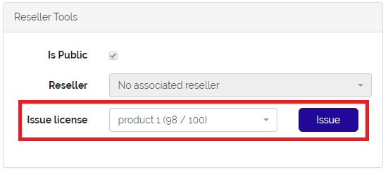 Reseller Issue License Customer Pn