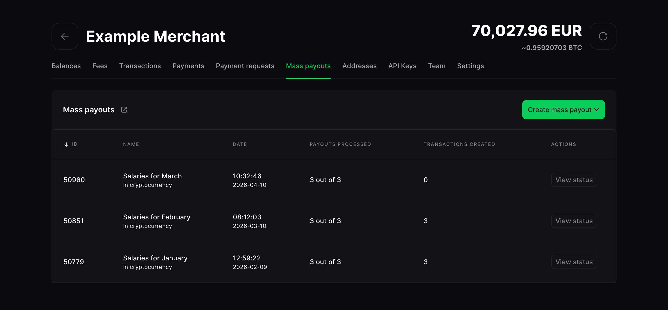 Mass Payouts