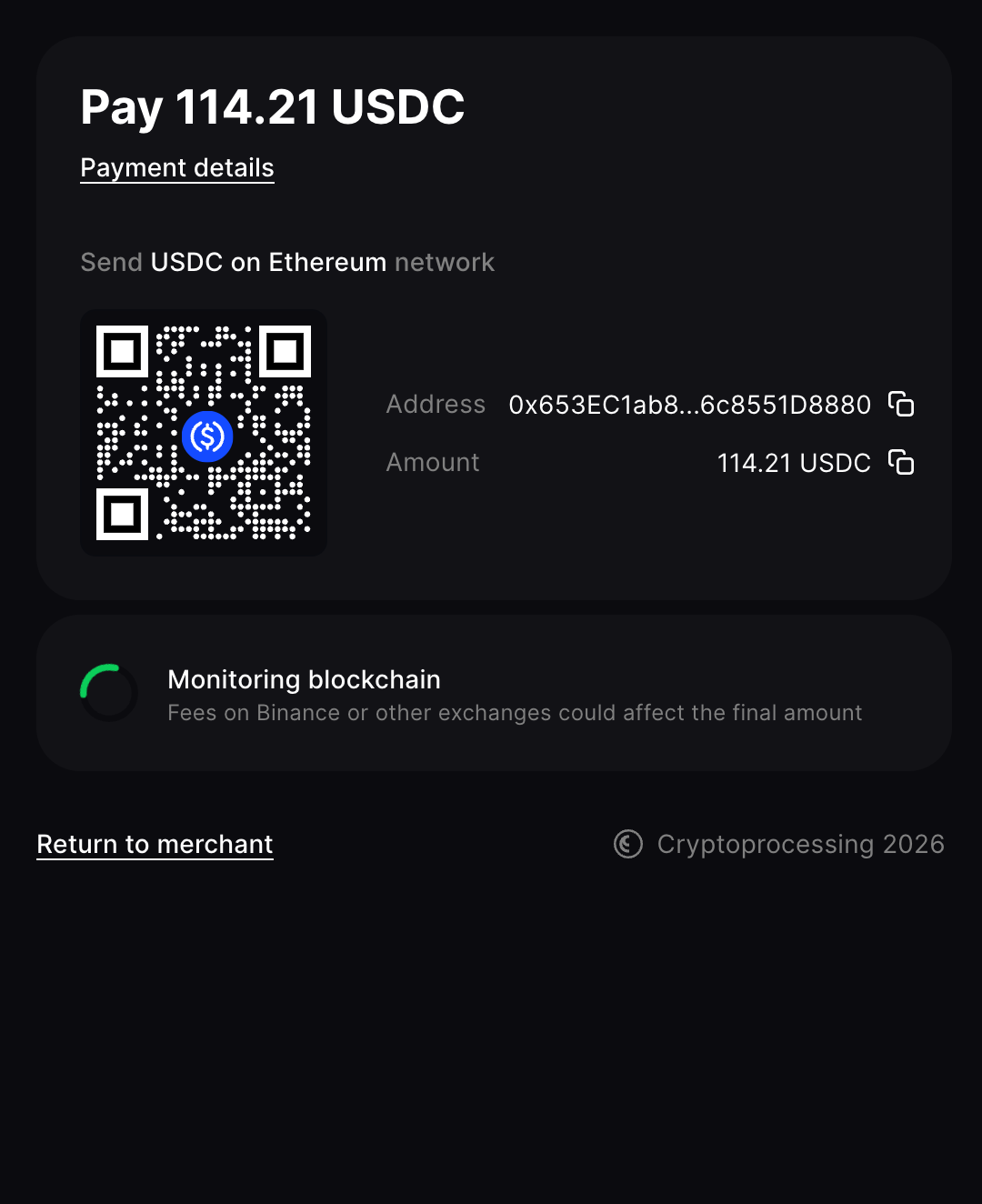 Payment request step 2
