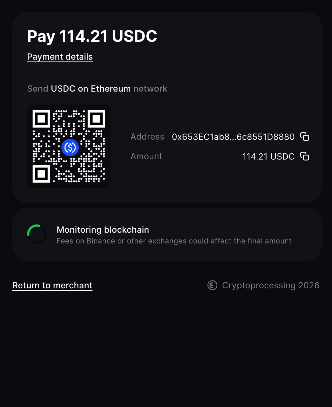 Payment request step 2