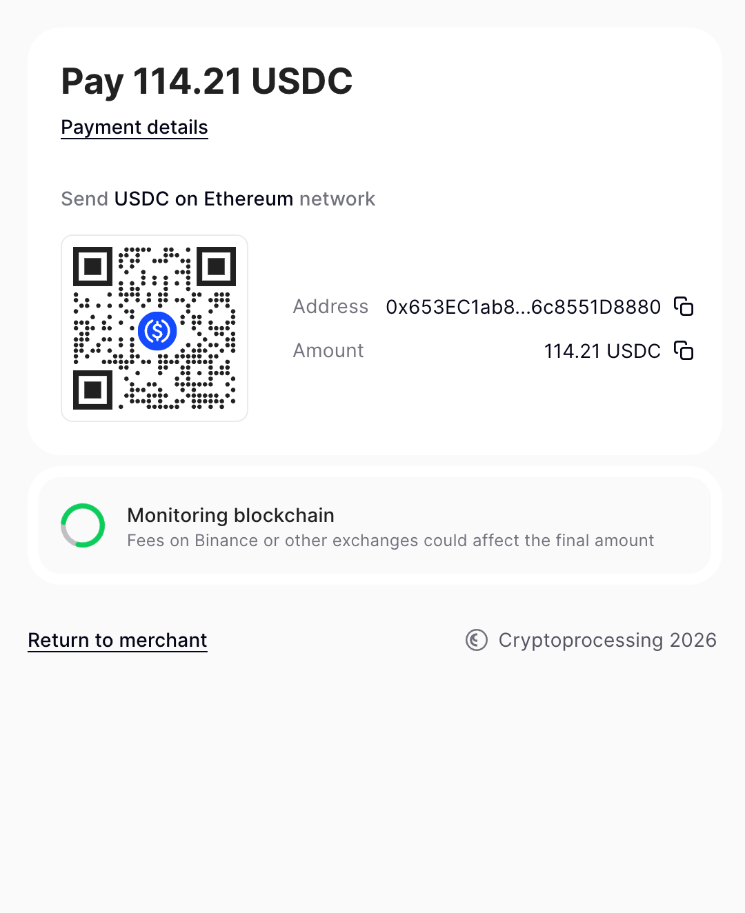 Payment request step 2