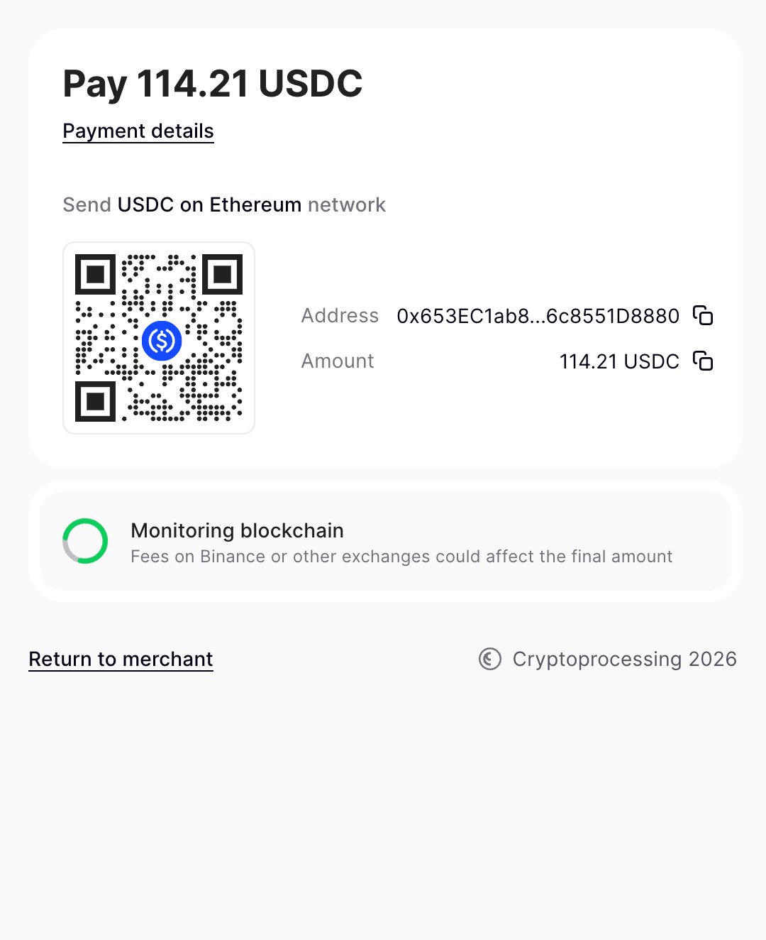 Payment request step 2