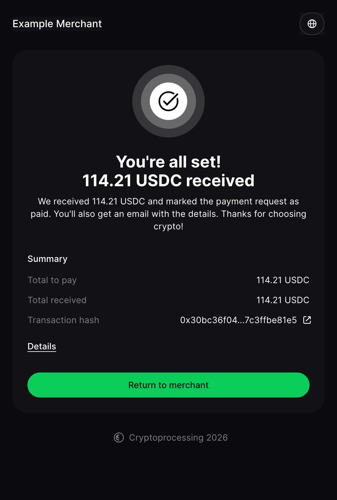 Payment request step 3
