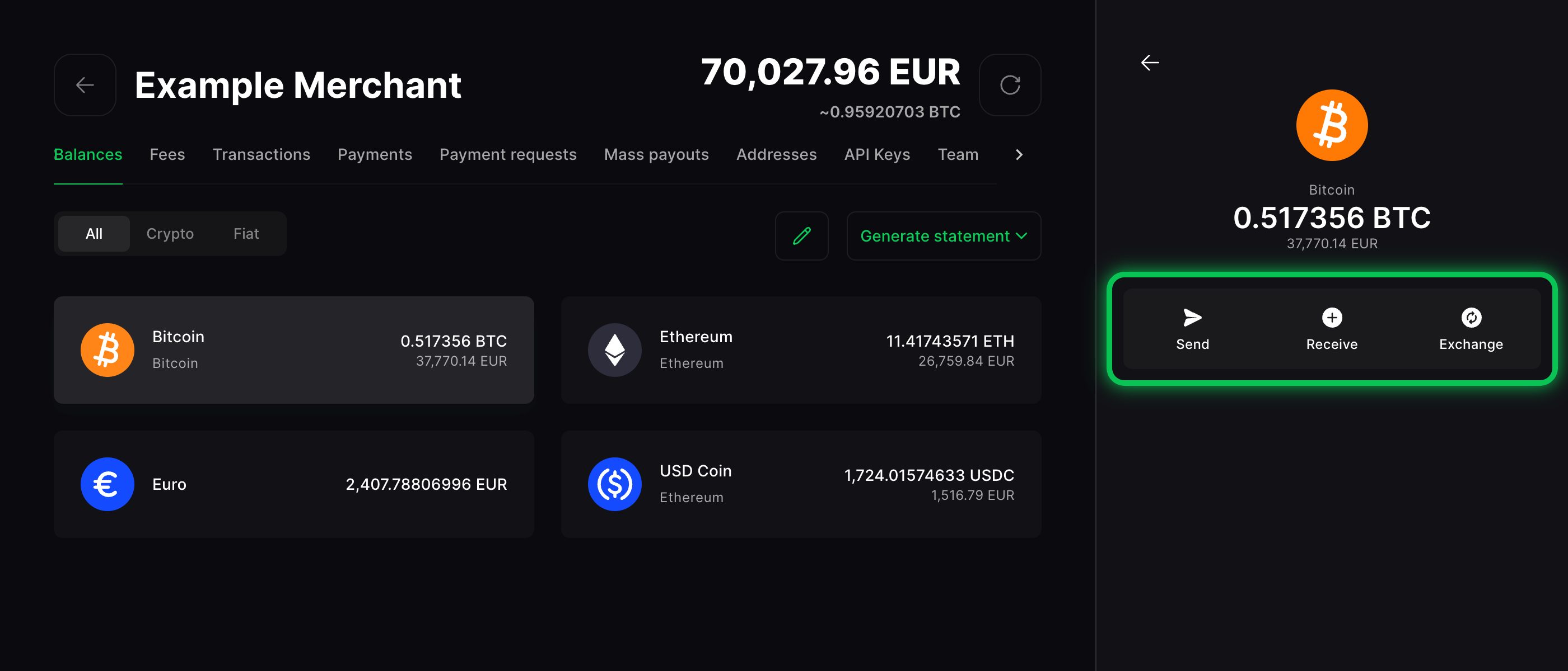 Balances tab