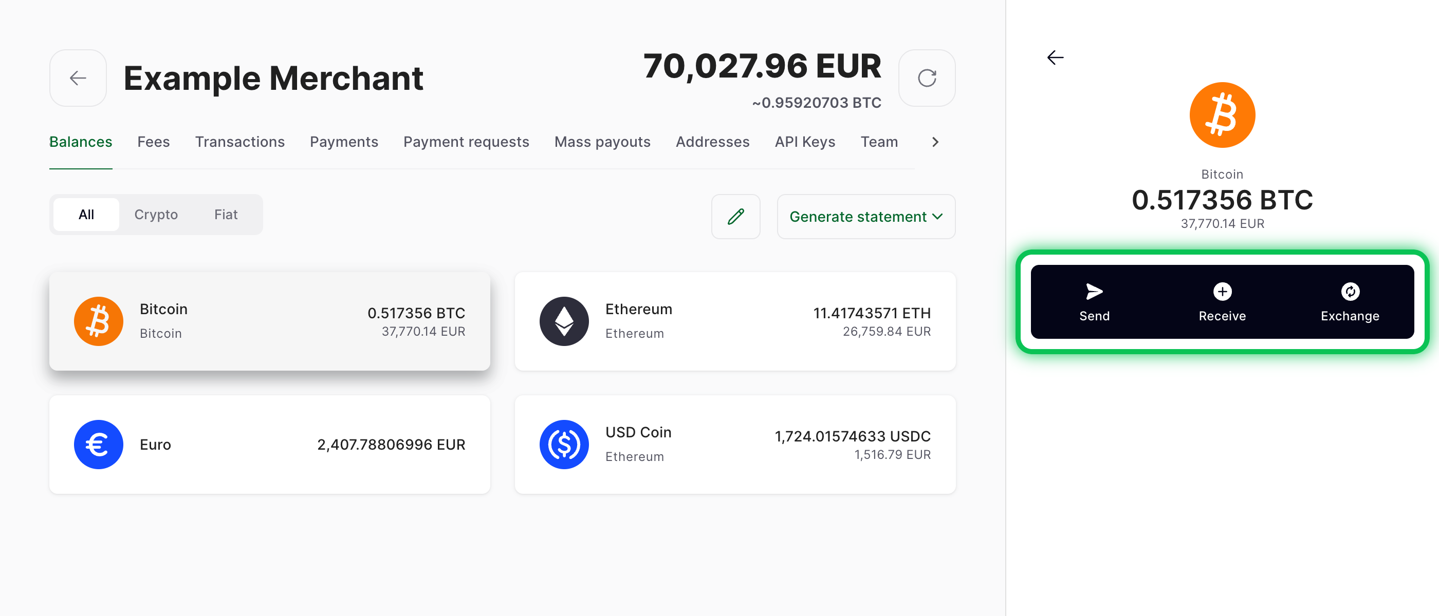 Balances tab