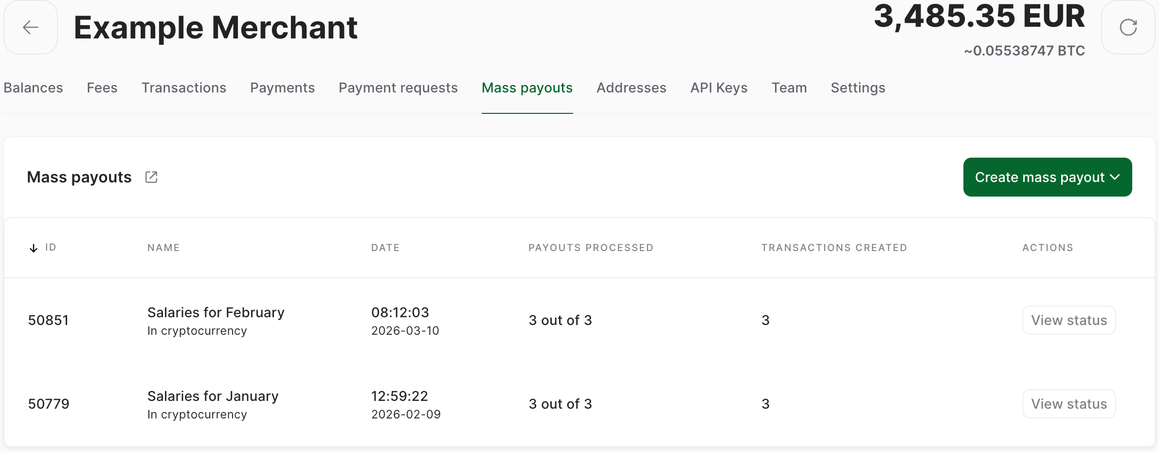 Mass Payouts